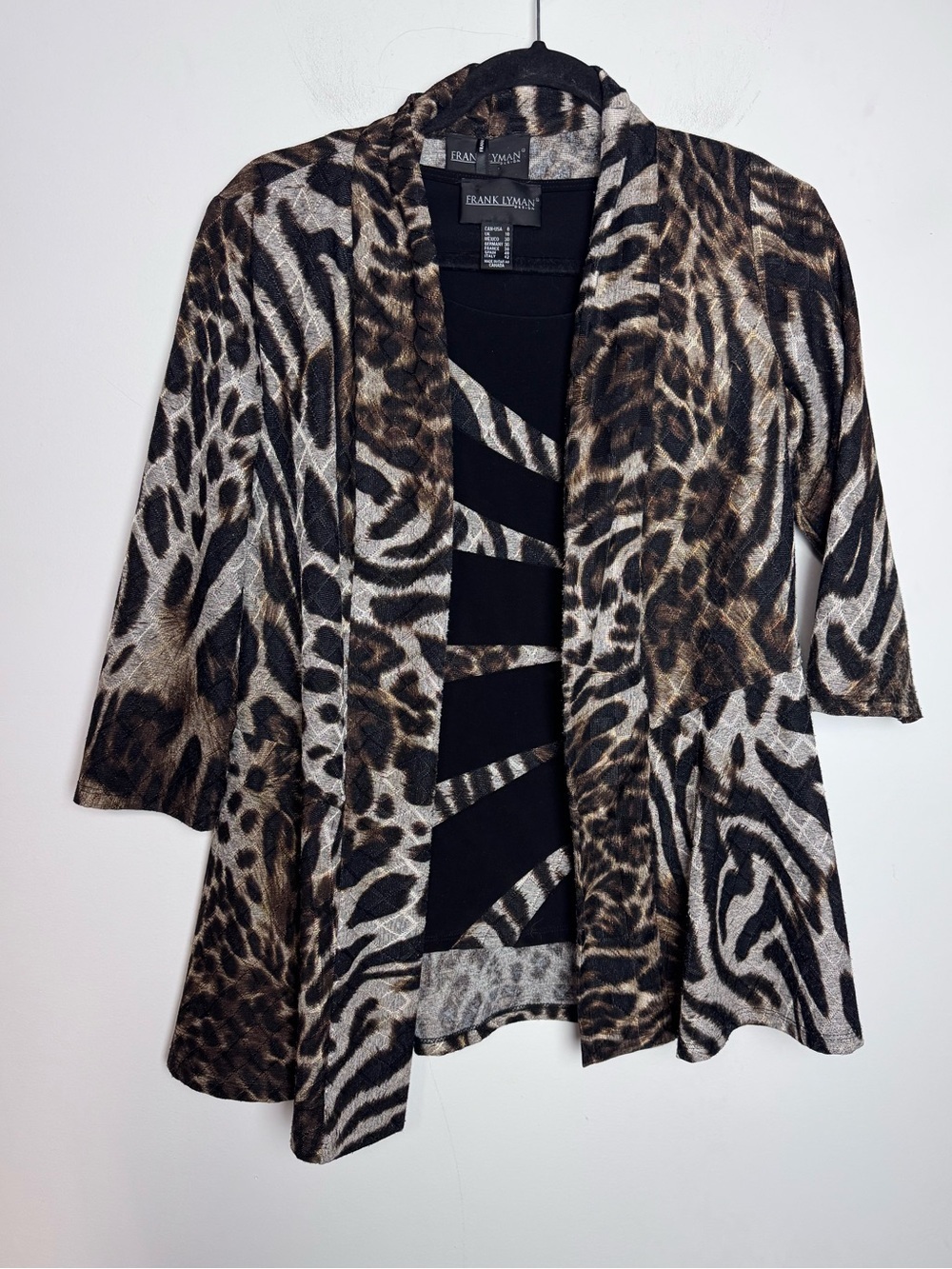 Frank Lyman blouse jacket set Tiger print